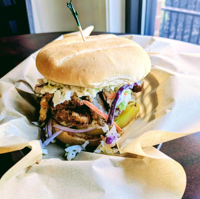 The "Bona Fide" Pork Chop Sandwich.